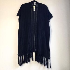 Anna & Ava NWT knit coverup duster with fringe boho witchcore dark cottagecore